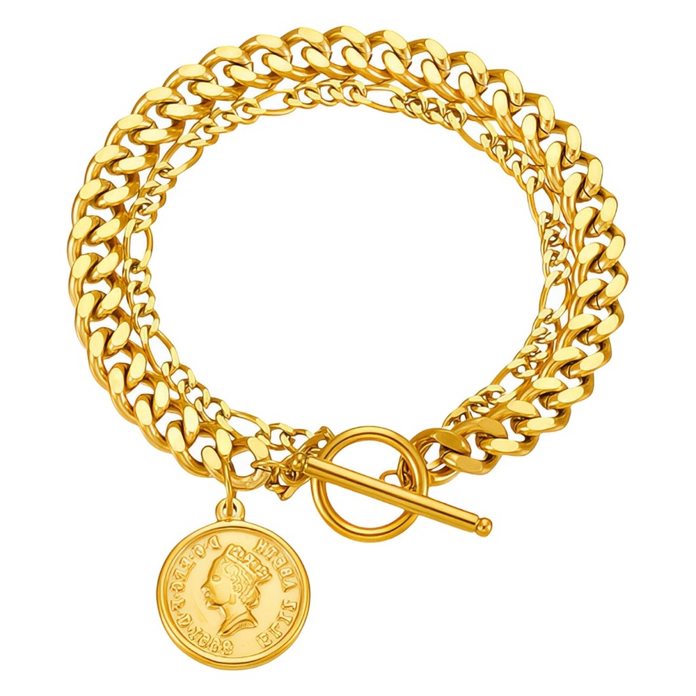 Elegant Gold Chain Bracelet with Coin Charm